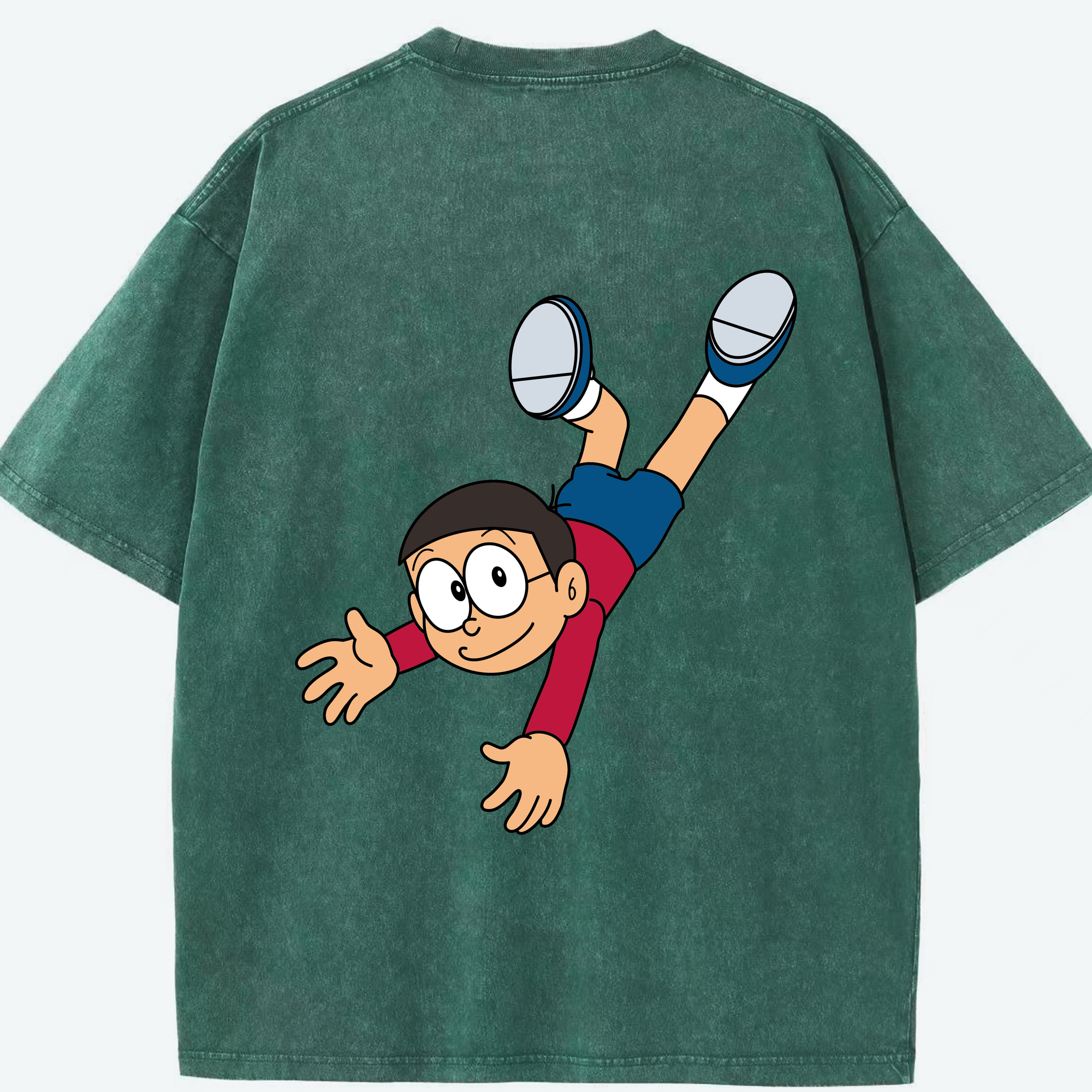 （画像用） ドラえもん 野比 のび太 Doraemon Nobita Nobi 綿100% ヴィンテージ風 半袖Tシャツ（背面プリント）